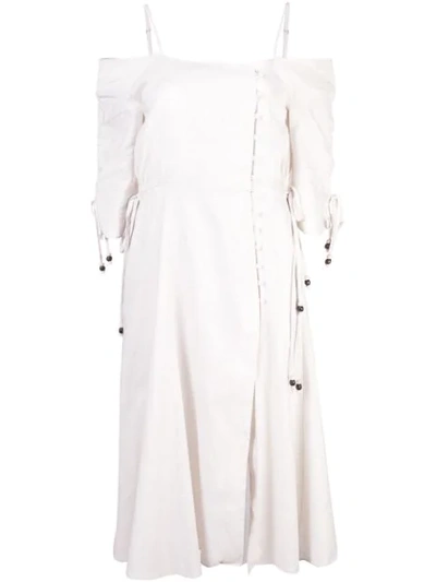 Jonathan Simkhai Off The Shoulder Cotton & Linen Dress In Ecru