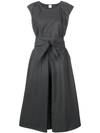 Aspesi Cap-sleeve Full Skirt Dress W/ Self Belt In Grey