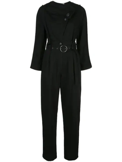 Sea Hemingway Belted Cotton-twill Jumpsuit In Black