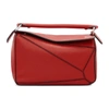 Loewe Puzzle Small Grained-leather Cross-body Bag In Red