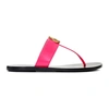 Gucci Leather Thong Sandal With Double G In Pink