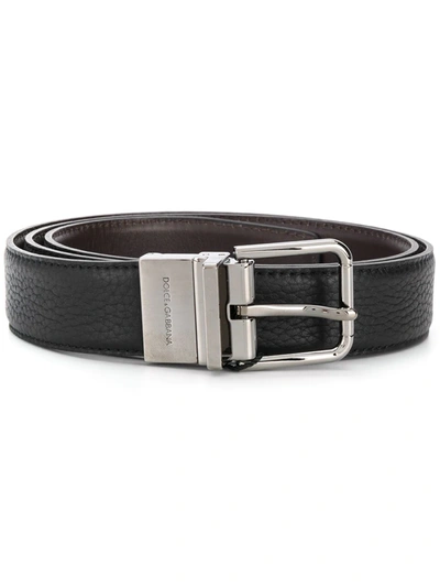 Dolce & Gabbana Buckle Leather Belt In Black