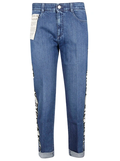 Stella Mccartney Logo Stripe Boyfriend Jeans In Dark Blue