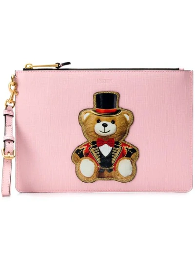 Moschino Teddy Circus Clutch In Pink