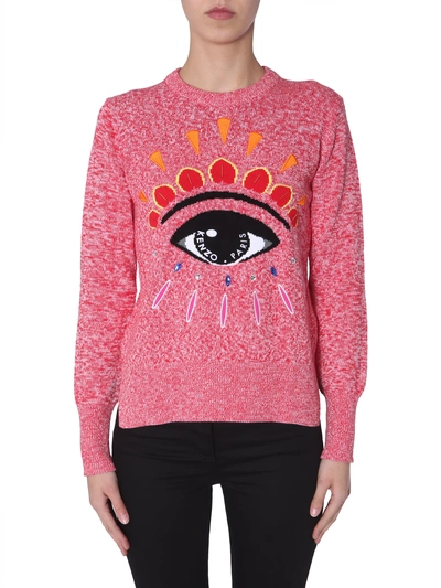 Kenzo Sweater With Embroidered Eye In Rose Pastel