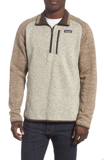Patagonia Better Sweater Quarter Zip Fleece Lined Pullover In Bleached Stone/ Pale Khaki