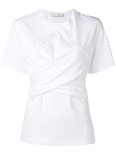 Cedric Charlier T-shirt With Knotted Drape In White