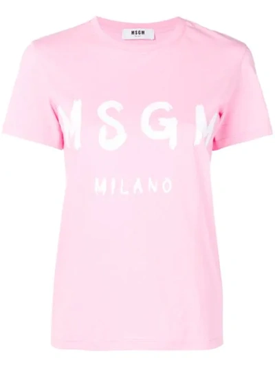 Msgm Logo T-shirt In Pink