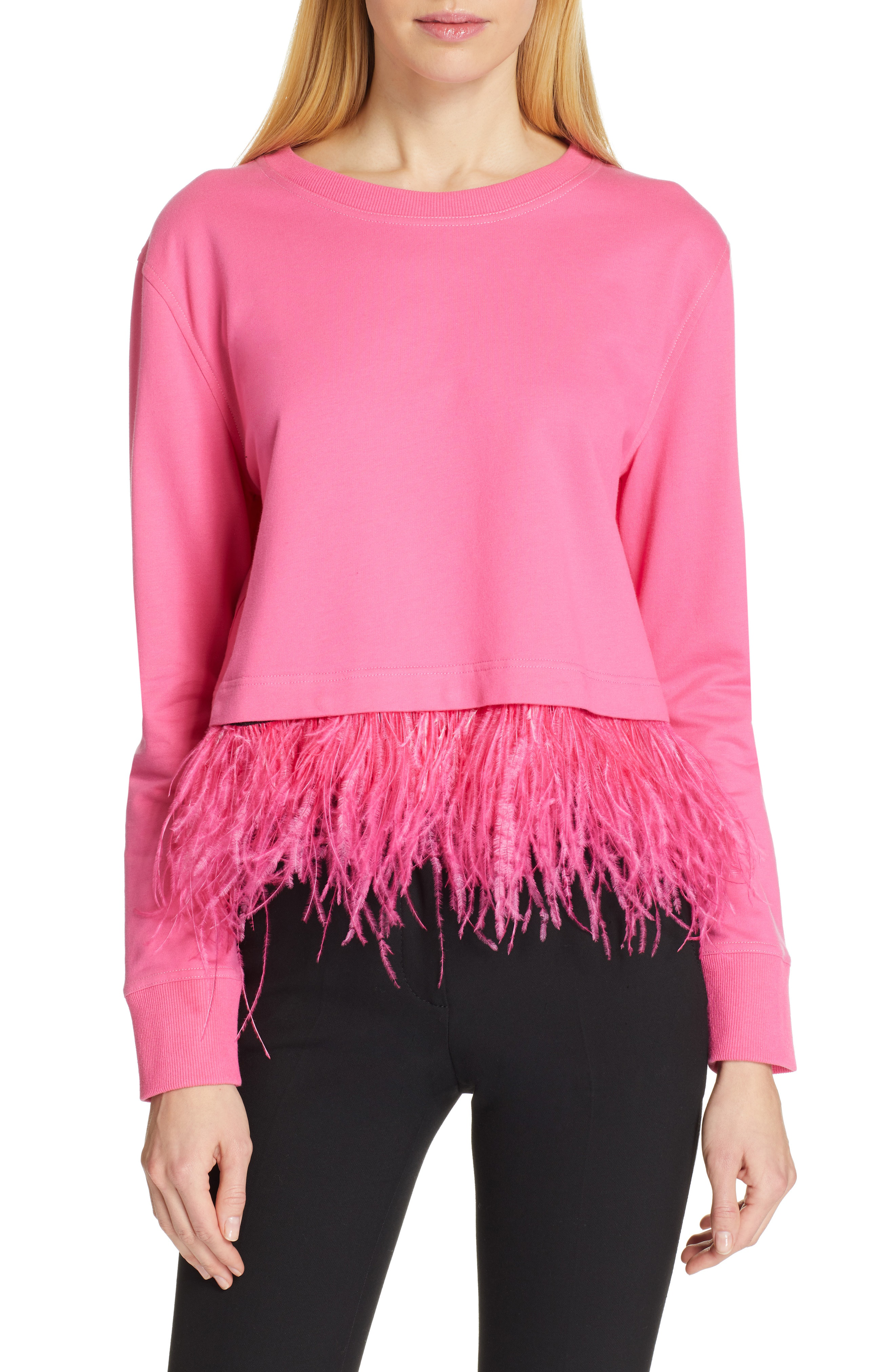 pink ostrich feather trim