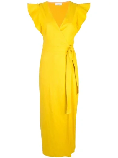 A.l.c Walker Ruffle-sleeve Tie Wrap Dress In Yellow