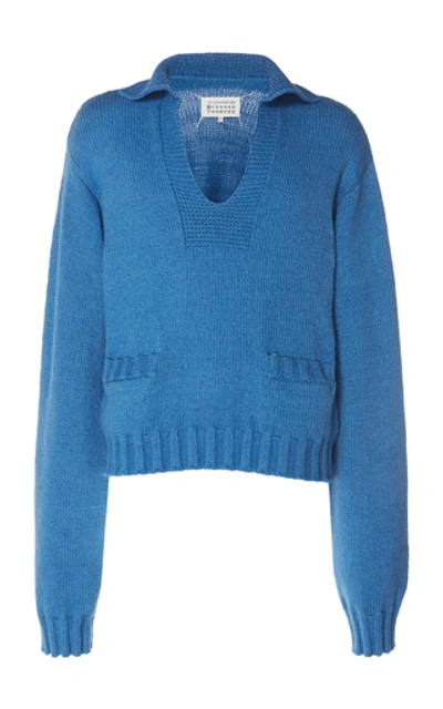Maison Margiela Rib-knit Cotton-blend Sweater In Blue