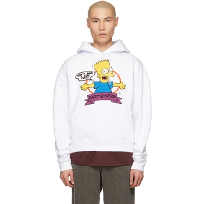 Off-white Bart Embroidered Cotton Hoodie In 0188 Wht/mu