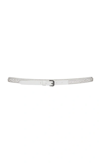 Off-white Studded Leather Skinny Belt In White