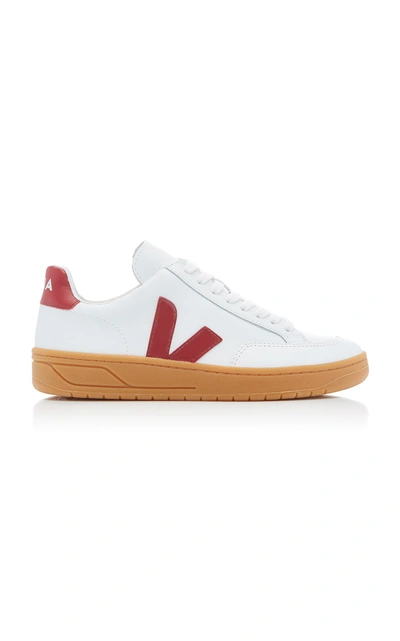 Veja Bastille Two-tone Leather Sneakers In Red