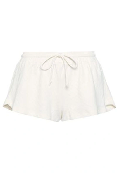 Eberjey Bruna Cotton-blend Matelassé Pajama Shorts In Ivory