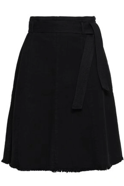 Maje Woman Fringed Denim Skirt Black