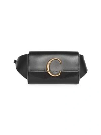 Chloé C Leather & Suede Belt Bag In Black
