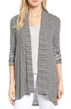 Bobeau High/low Jersey Cardigan In Black/ White