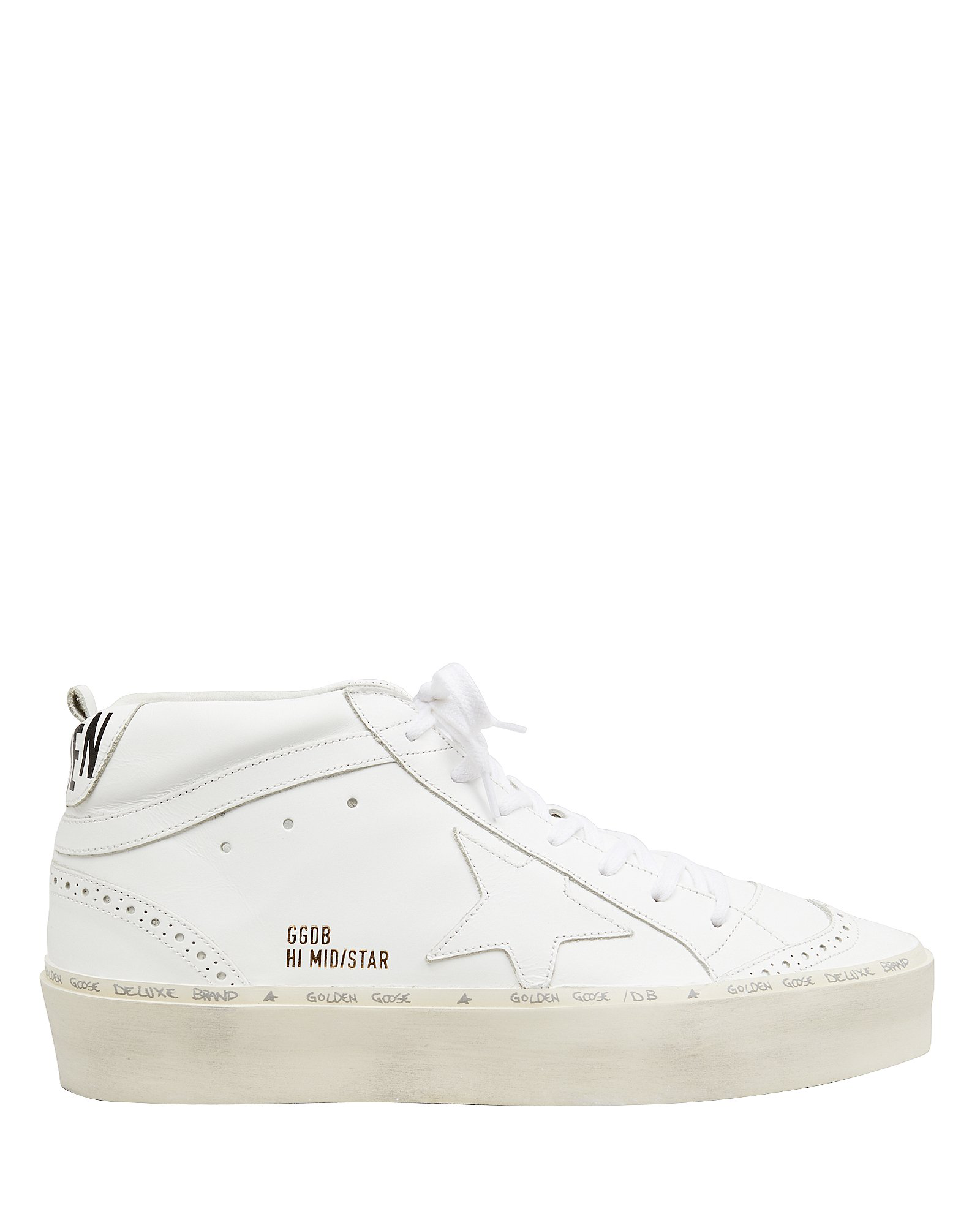 Golden Goose Hi Mid Star White Leather Platform Sneakers | ModeSens