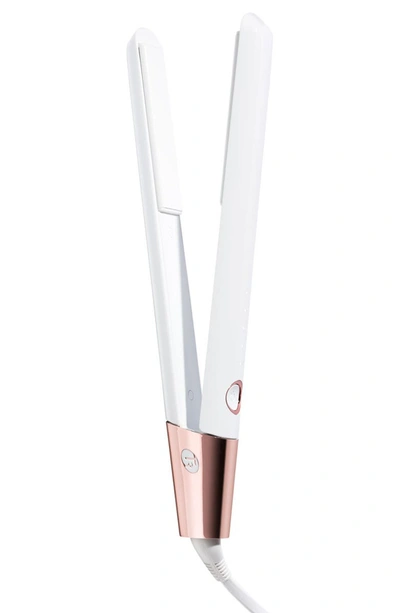 T3 Singlepass Luxe 1-inch Straightening And Styling Flat Iron - Us 2-pin Plug In White W/rose Gold