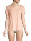 Hanro Sleep And Lounge Short Sleeve Knit Top In Light Blush