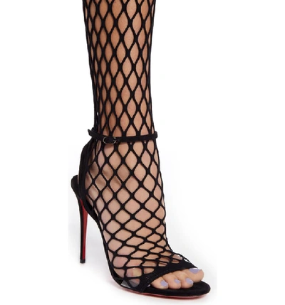 Christian Louboutin Zoom Fishnet Tight Red Sole Shoes In Black
