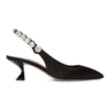 Miu Miu Crystal Embellished Kitten Heel Slingback Pumps In Black