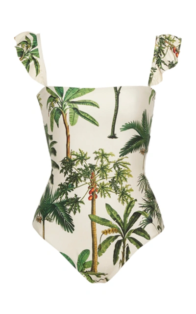 Agua By Agua Bendita Nativa Palm Tree-print One-piece Swimsuit In Neutral