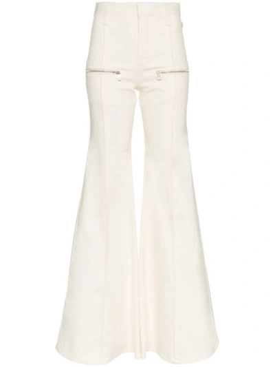 Chloé Zipped Flared Jeans In White