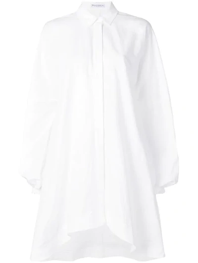 Jw Anderson Button Down Puff Sleeve Dress In White
