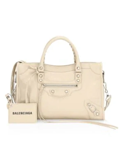 Balenciaga Small Classic City Leather Satchel In Beige