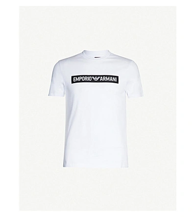 Emporio Armani Logo-print Slim-fit Cotton-jersey T-shirt In White