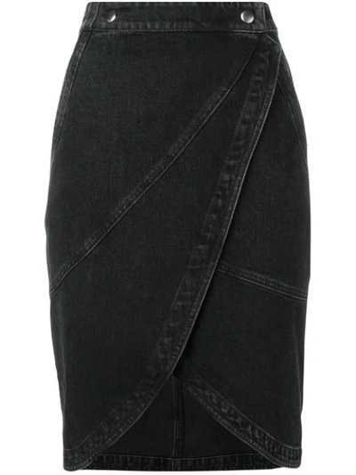 Givenchy Layered Denim Pencil Skirt In Black