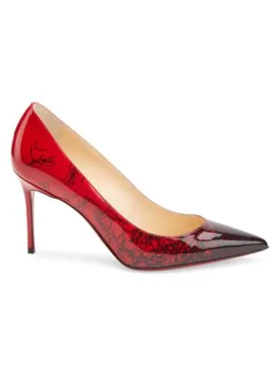 Christian Louboutin Decollete 554 Mid-heel Patent Degraloubi Red Sole Pumps In Black Red
