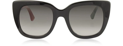Gucci Sunglasses Squared-frame Optyl Sunglasses W/web Temples In Black,gray