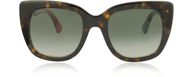 Gucci Sunglasses Squared-frame Optyl Sunglasses W/web Temples In Havana,green
