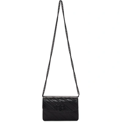 Balenciaga Bb Logo-embossed Leather Wallet On Chain In Nero