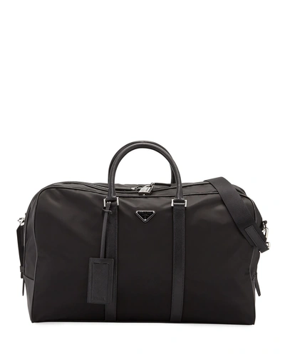 Prada Vela Travel Duffel Bag In Black Pattern