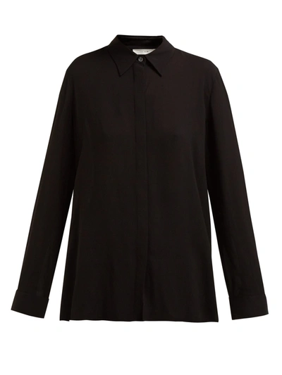 The Row Carla Long-sleeved Twill Shirt In Black