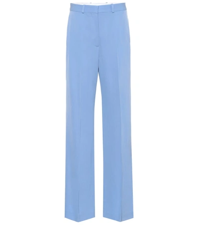 Stella Mccartney Emery Cropped Wool-twill Slim-leg Pants In Light Blue