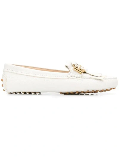Tod's Gommino Crocodile-effect Leather Loafers In White