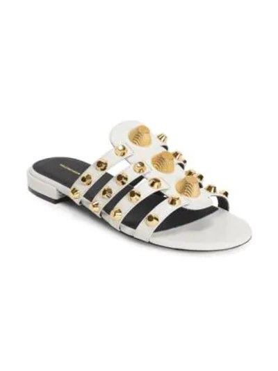 Balenciaga Studded Leather Sandals In Extra Blanc