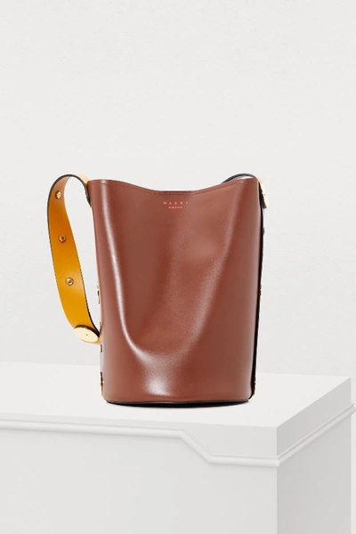 Marni Punch Bucket Shoulder Bag In Brown