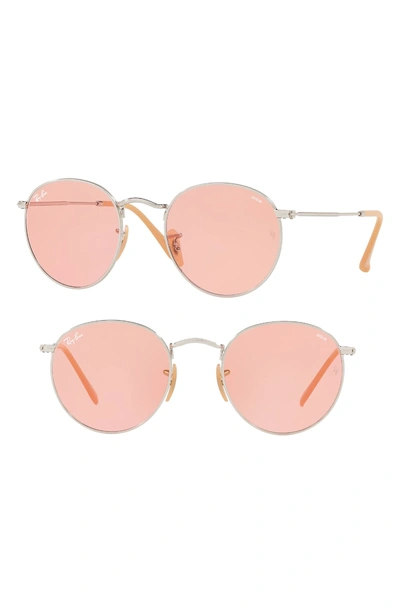 Ray Ban 53mm Evolve Photochromic Round Sunglasses - Pink In Pink