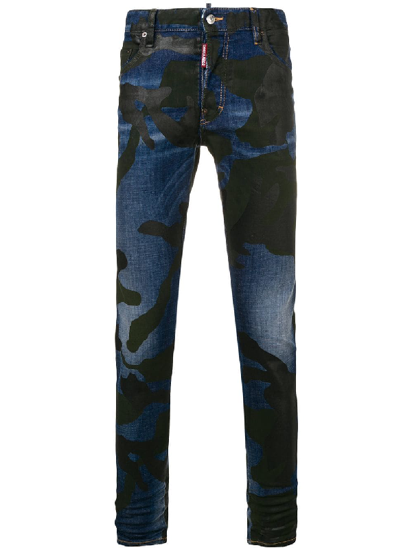 Dsquared2 Men's Camo Skater Jeans In Blue | ModeSens