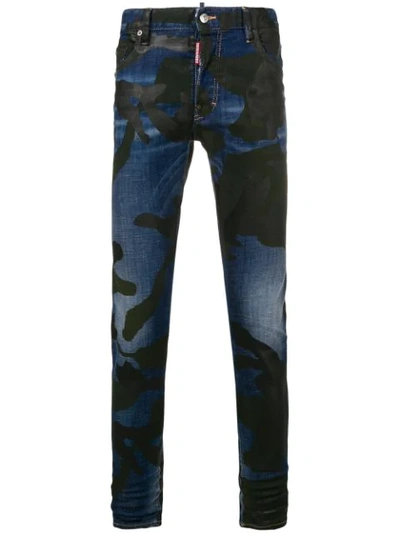 Dsquared2 Camouflage Skater Jeans In Blue