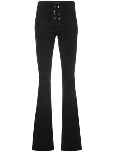 Alexis Upton Lace-up Suede Pants In Black