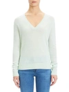 Theory V-neck Cashmere Sweater In Opal Green