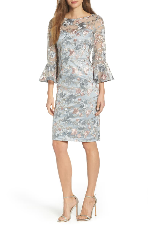 eliza j floral embroidered sheath dress