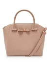 Ted Baker Janne Bow Detail Pebbled Leather Zip Tote In Taupe